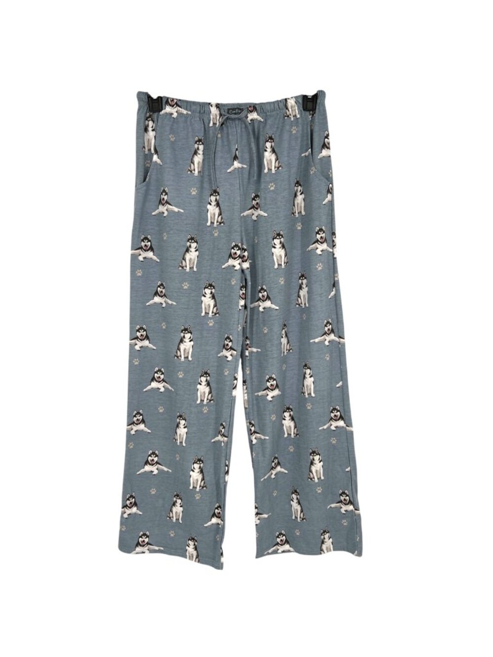 Comfies Husky Dog Print Pajama Pants Blue Cotton Size Medium NWT